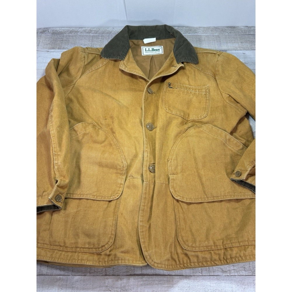 Vintage 1970s LL Bean Hunting Field Jacket Mens 42 Canvas Corduroy Collar
